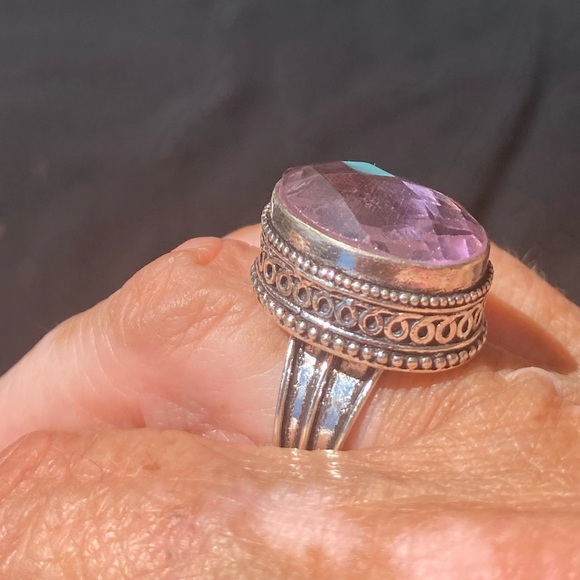 Pink Kuzinite & Sterling Silver Handcrafted Ring Size 7 1/2 - Picture 3 of 6